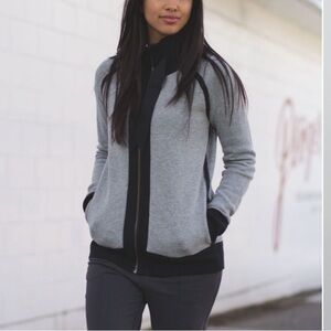 Lululemon Post Savasana Reversible Jacket Black / Heathered Medium Grey SZ 4